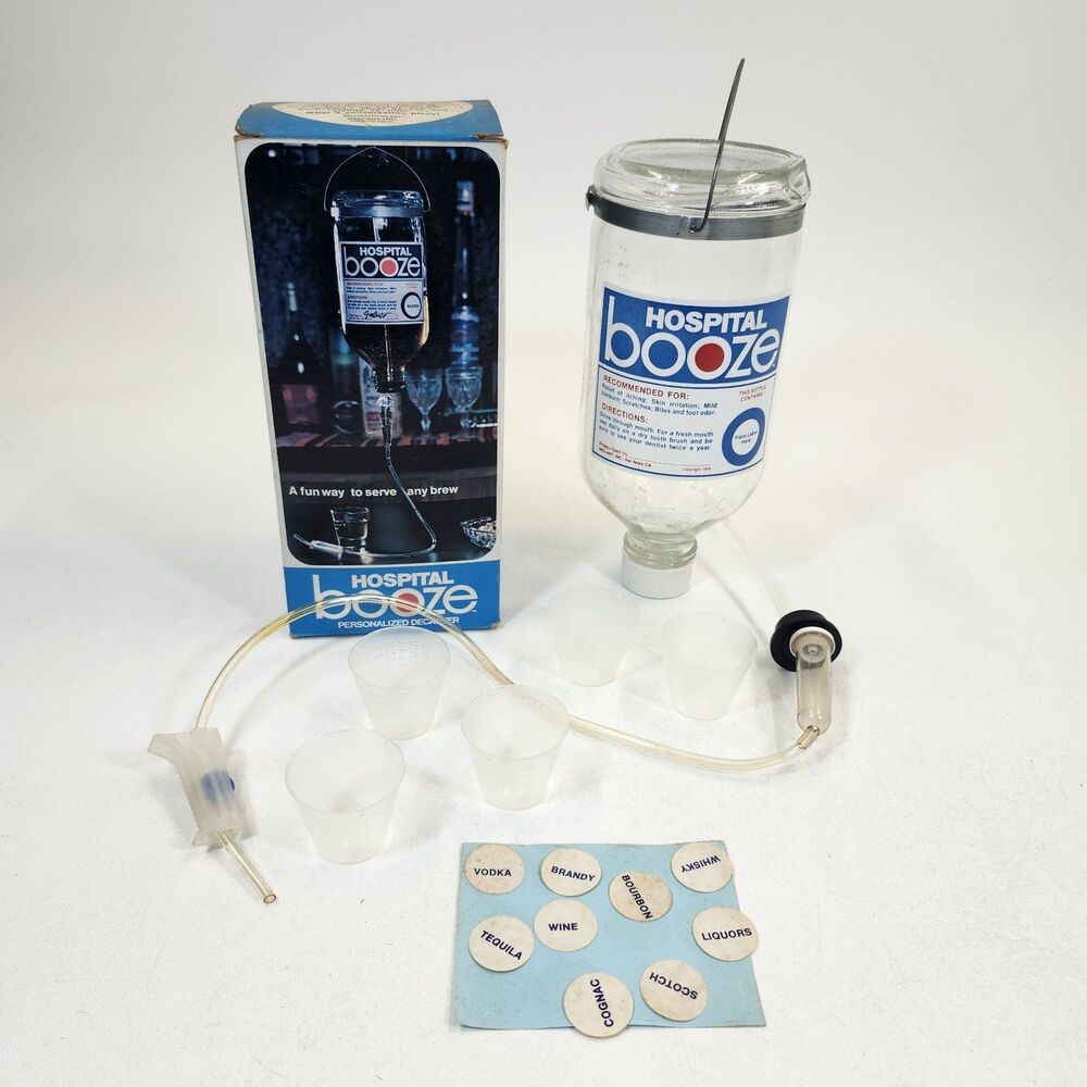Hospital Booze Personalized Decanter Neo-Art Inc Box VTG 1970s Novelty Barware